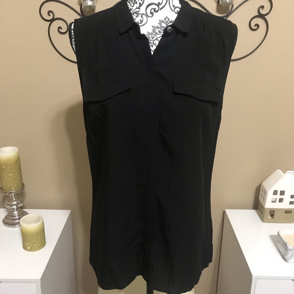 AG Black Sleeveless Button Down Shirt L